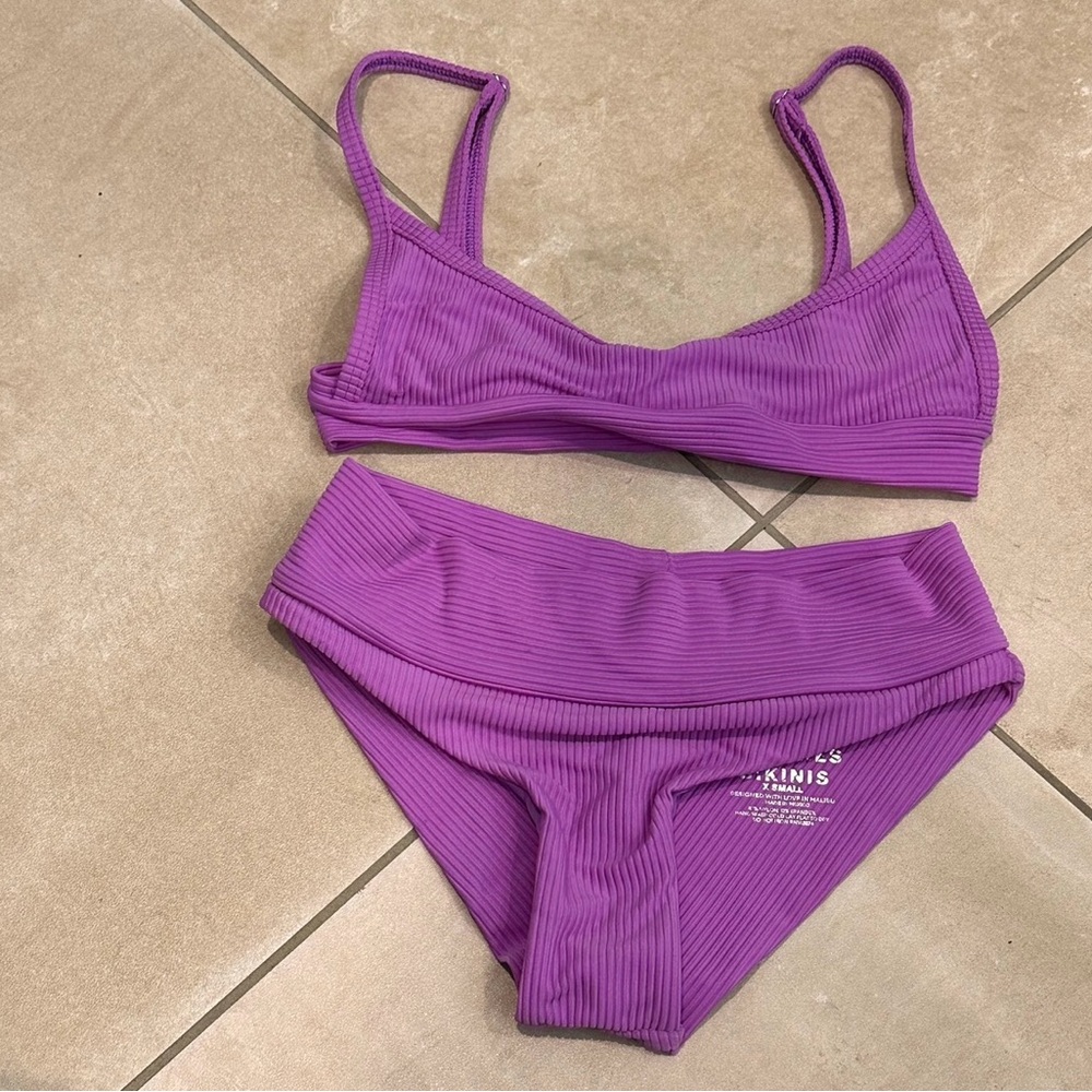 Frankie's Bikinis Lavender Ribbed Set